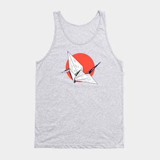 Vintage Sketch of a Japanese Origami Crane Tank Top